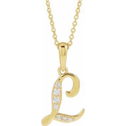 14K Yellow 1/10 CTW Natural Diamond Initial L 18" Necklace
