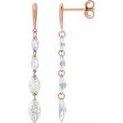 14K Rose 1 1/2 CTW Lab-Grown Diamond Drilled Diamond Earrings