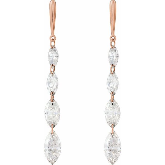 14K Rose 1 1/2 CTW Lab-Grown Diamond Drilled Diamond Earrings