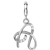 Sterling Silver Script Initial A .03 CTW Diamond Charm