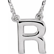 14K Gold Block Font Initial Necklace 16" in Rose Yellow & White