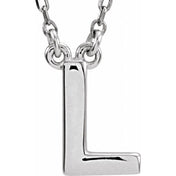 14K Gold Block Font Initial Necklace 16" in Rose Yellow & White