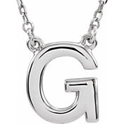 14K Gold Block Font Initial Necklace 16" in Rose Yellow & White
