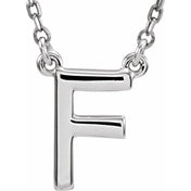 14K Gold Block Font Initial Necklace 16" in Rose Yellow & White