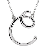 14K White Script Initial C 16" Necklace