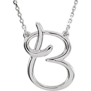 14K White Script Initial B 16" Necklace