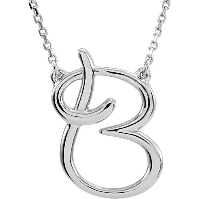 14K White Script Initial B 16" Necklace