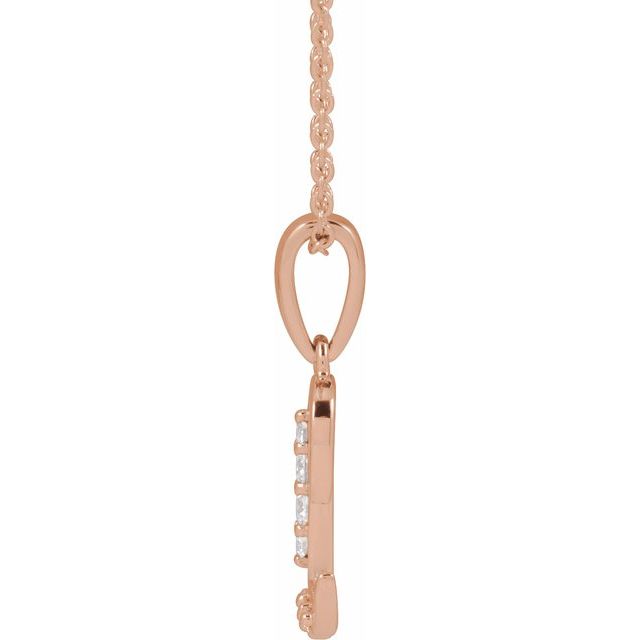 14K Rose 1/10 CTW Natural Diamond Initial L 18" Necklace
