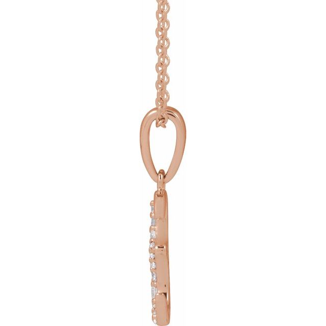 14K Rose 1/10 CTW Natural Diamond Initial E 18" Necklace