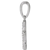 14K White 1/10 CTW Natural Diamond Initial E Pendant