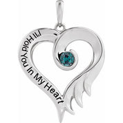 14K White Lab-Grown Alexandrite & Engraved I'll Hold You In My Heart Pendant