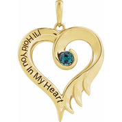 14K Yellow Lab-Grown Alexandrite & Engraved I'll Hold You In My Heart Pendant