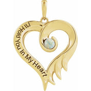 14K Yellow Lab-Grown Opal & Engraved I'll Hold You In My Heart Pendant