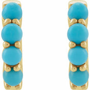 14K Yellow Natural Turquoise Cabochon 14.7 mm Huggie Hoop Earring