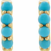 14K Yellow Natural Turquoise Cabochon 14.7 mm Huggie Hoop Earring