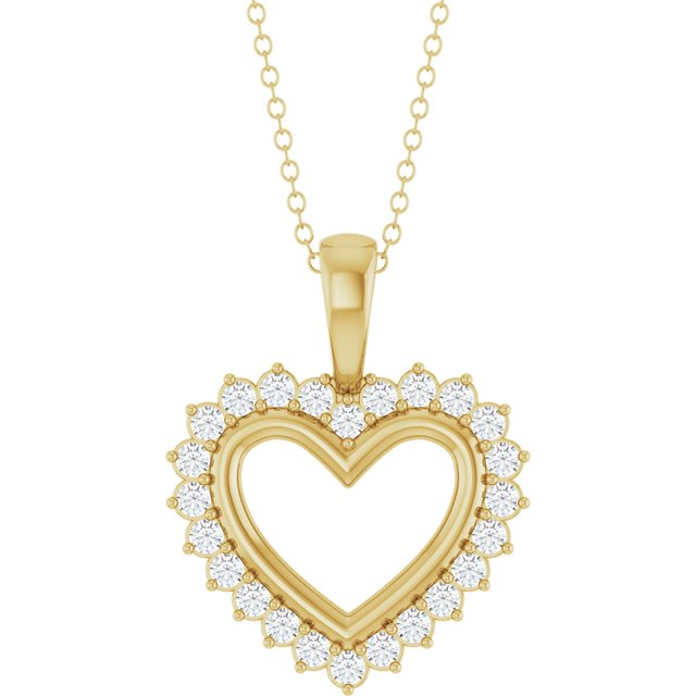 14K Yellow 1/3 CTW Natural Diamond Heart 16-18" Necklace