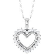 Sterling Silver 1/3 CTW Natural Diamond Heart 16-18" Necklace