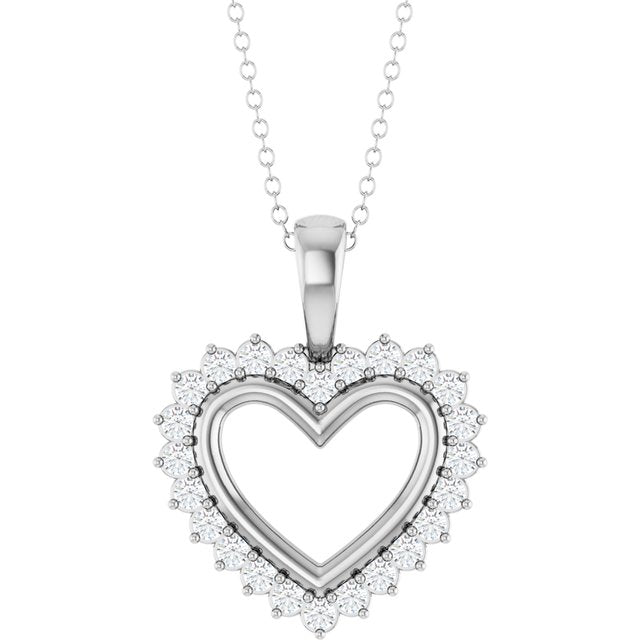 Sterling Silver 1/3 CTW Natural Diamond Heart 16-18" Necklace