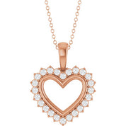 14K Rose 1/3 CTW Natural Diamond Heart 16-18" Necklace