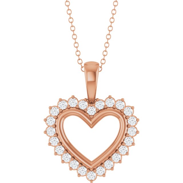 14K Rose 1/3 CTW Natural Diamond Heart 16-18" Necklace
