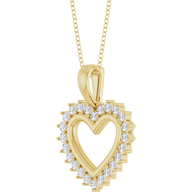 14K Yellow 1/3 CTW Natural Diamond Heart 16-18" Necklace