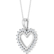 Sterling Silver 1/3 CTW Natural Diamond Heart 16-18" Necklace