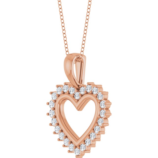 14K Rose 1/3 CTW Natural Diamond Heart 16-18" Necklace