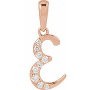 14K Rose 1/10 CTW Natural Diamond Initial E Pendant