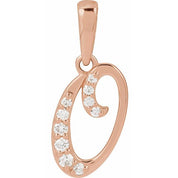 14K Rose 1/10 CTW Natural Diamond Initial O Pendant