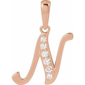 14K Rose 1/10 CTW Natural Diamond Initial N Pendant