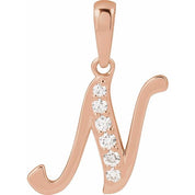 14K Rose 1/10 CTW Natural Diamond Initial N Pendant