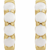 14K Yellow Natural White Opal Cabochon 14.7 mm Huggie Hoop Earring
