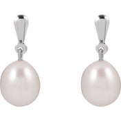 14K White Cultured White Freshwater Pearl Earrings