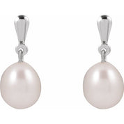 14K White Cultured White Freshwater Pearl Earrings