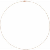 14K Rose .8 mm Heart 18" Chain