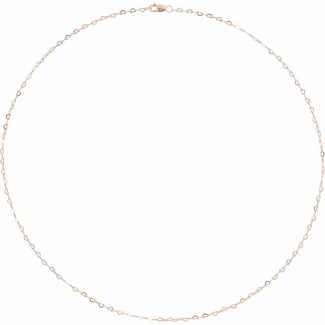 14K Rose 1.9 mm Heart 24" Chain
