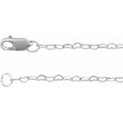 14K White 1.9 mm Heart 18" Chain