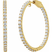 14K Yellow 5 CTW Lab-Grown Diamond Inside-Outside 41.5 mm Hinged Hoop Earrings
