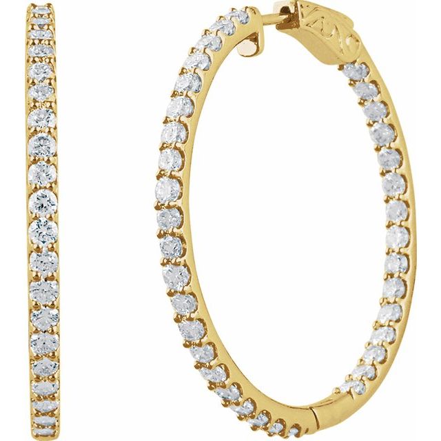 14K Yellow 5 CTW Lab-Grown Diamond Inside-Outside 41.5 mm Hinged Hoop Earrings