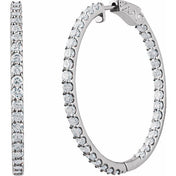 14K Rose 6 1/2 CTW Lab-Grown Diamond Inside-Outside 51 mm Hinged Hoop Earrings