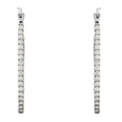 Platinum 1 CTW Natural Diamond Inside-Outside Hoop Earrings