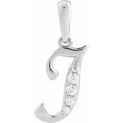 14K White .08 CTW Natural Diamond Initial I 18" Necklace