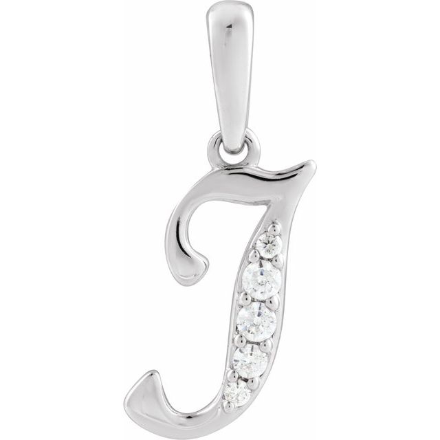 14K White .08 CTW Natural Diamond Initial I 18" Necklace