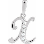 14K White 1/10 CTW Natural Diamond Initial X 18" Necklace