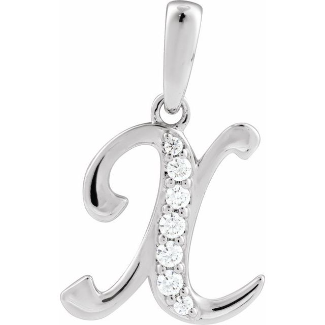 14K White 1/10 CTW Natural Diamond Initial X 18" Necklace