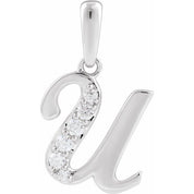 14K White 1/8 CTW Natural Diamond Initial U 18" Necklace