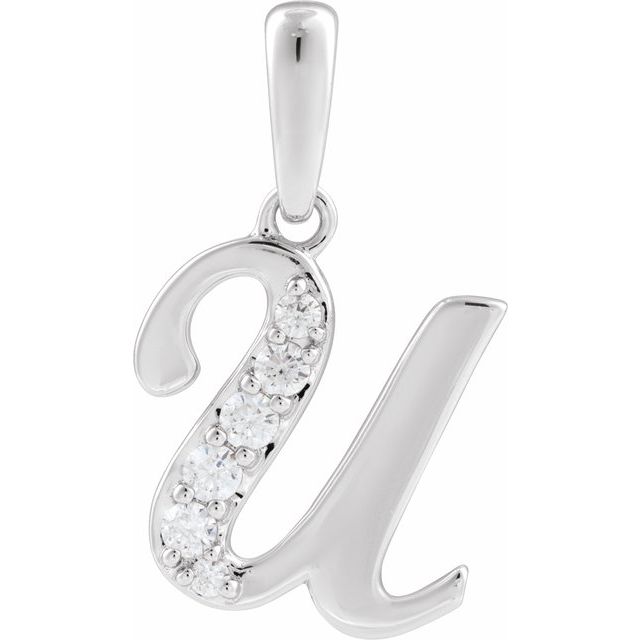 14K White 1/8 CTW Natural Diamond Initial U 18" Necklace