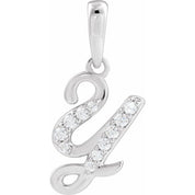 14K White 1/8 CTW Natural Diamond Initial Y 18" Necklace