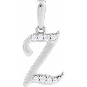 14K White .08 CTW Natural Diamond Initial Z 18" Necklace