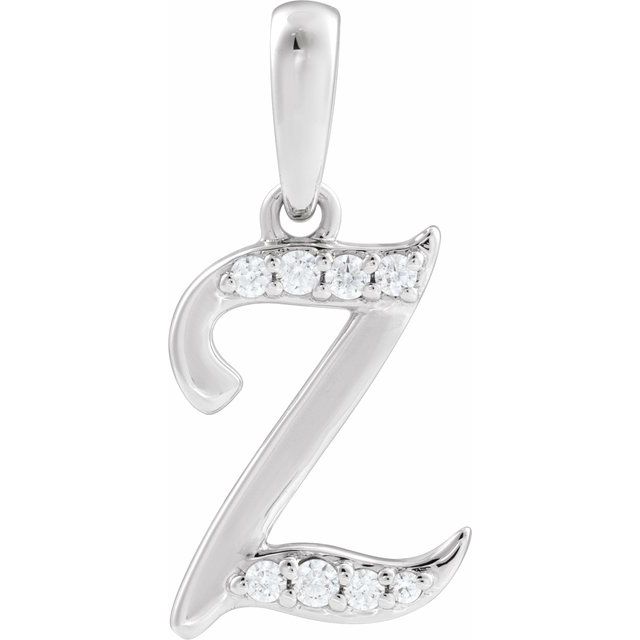 14K White .08 CTW Natural Diamond Initial Z 18" Necklace